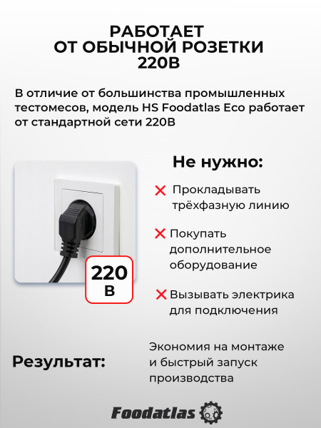 Тестомес спиральный HS-20A Foodatlas Eco 220В